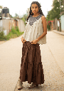 ✅ Falda Larga Gitana | Algodón 100% Café Oscuro | Textil Vivo