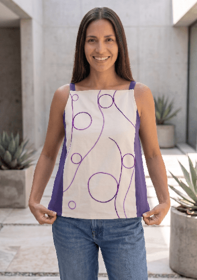 Blusa Artesanal Esferas de Algodón | Bordada a Mano Minimalista