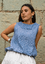 Blusa Camila color azul. Hermosa prenda artesanal 100% de algodón