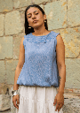 Blusa Camila color azul. Hermosa prenda artesanal 100% de algodón